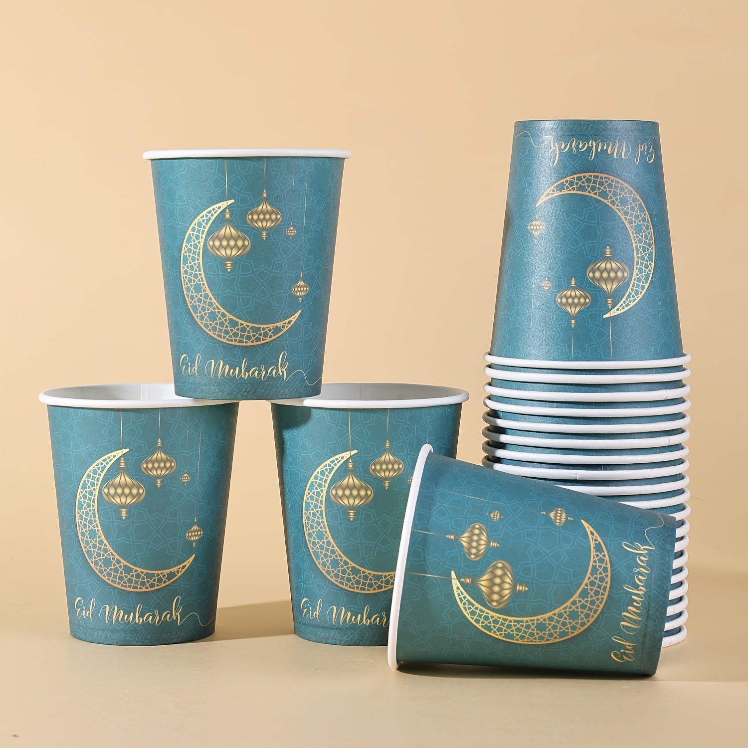 Groen-Goud Ramadan Wegwerpbekers 10/20/40/60